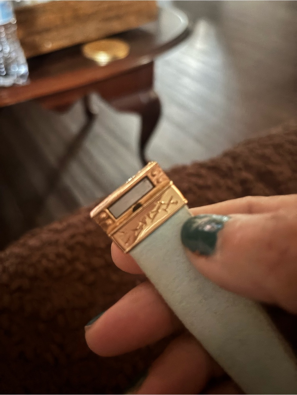 Turquoise Beaded Gold-Trim Bracelet - Picture 2 of 3